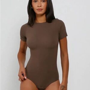 Okko Mocha Short-Sleeve Fitted T-Shirt Bodysuit